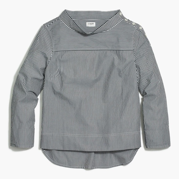 J. Crew Tops - J. Crew Striped Funnelneck Top in Cotton Poplin